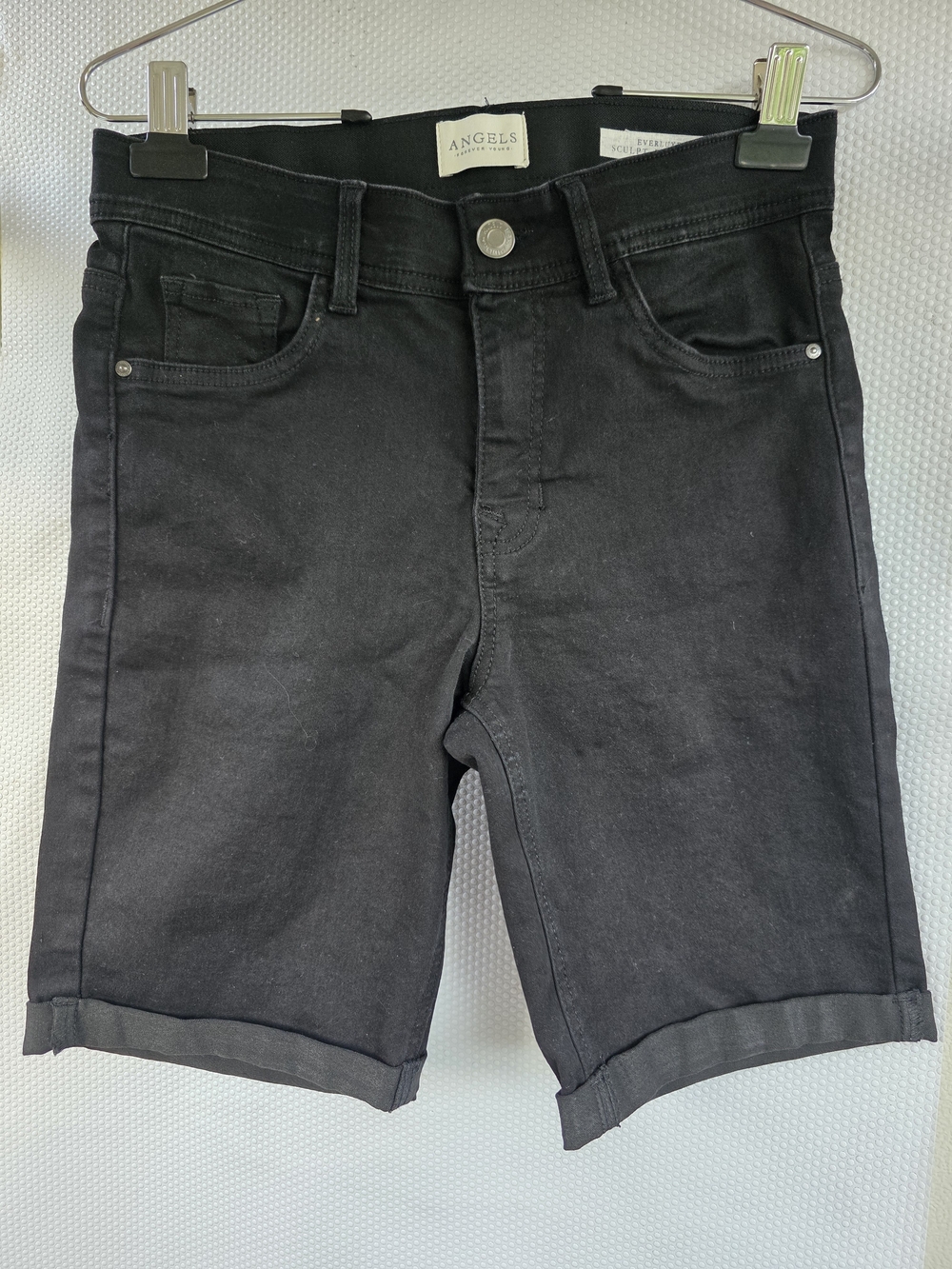 Angels Black Women's Bermuda Shorts with Cuffed Hem